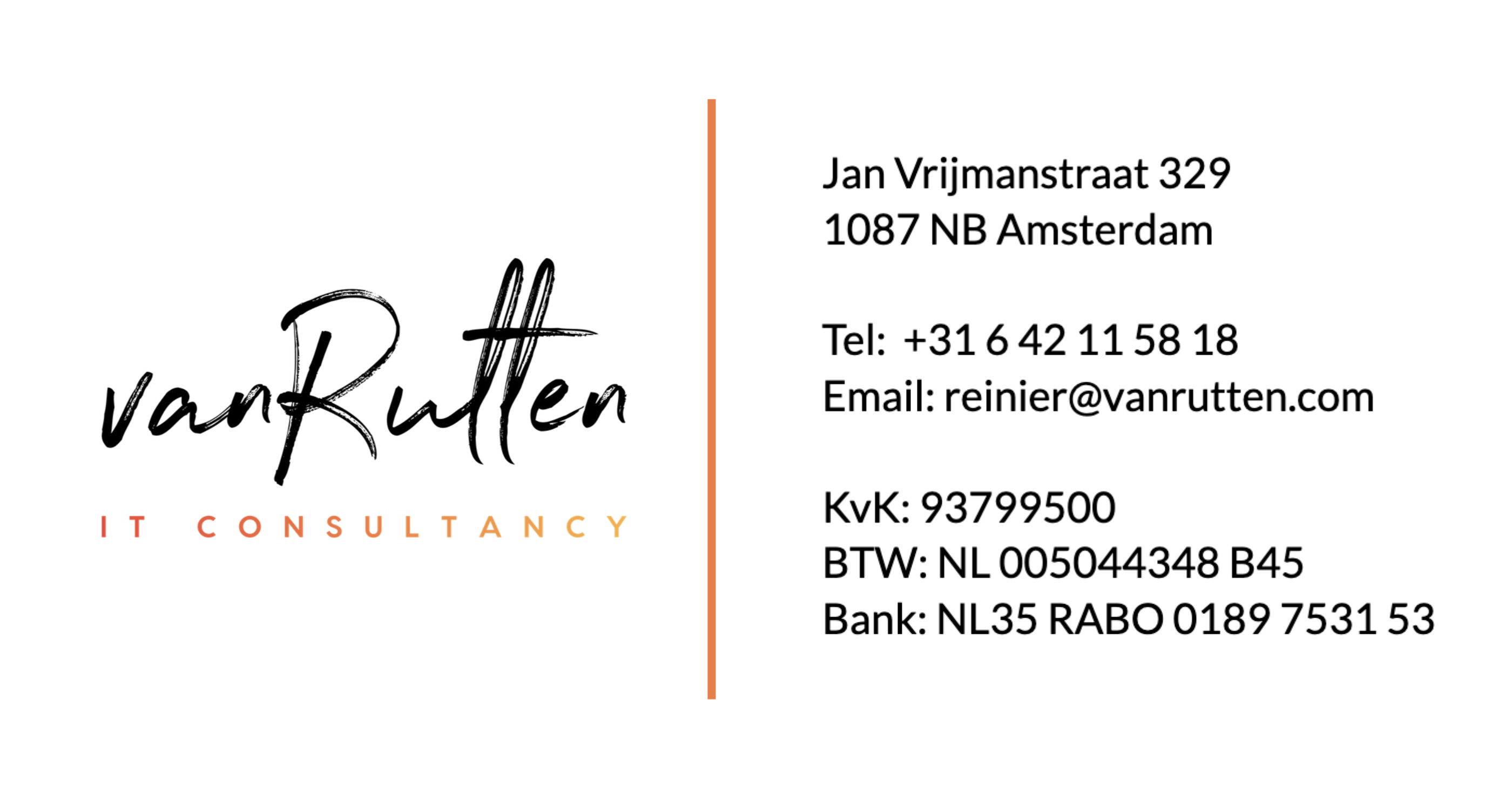 vanRutten IT Consultancy Business Card